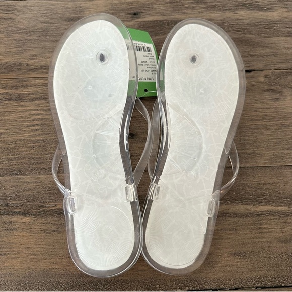 NWT Lilly Pulitzer size 9 Clear Shelly Jelly Sandals Flip Flops Navy Anchor New - Picture 6 of 7